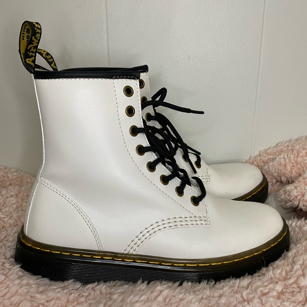 Dr. Martens white combat boots for women